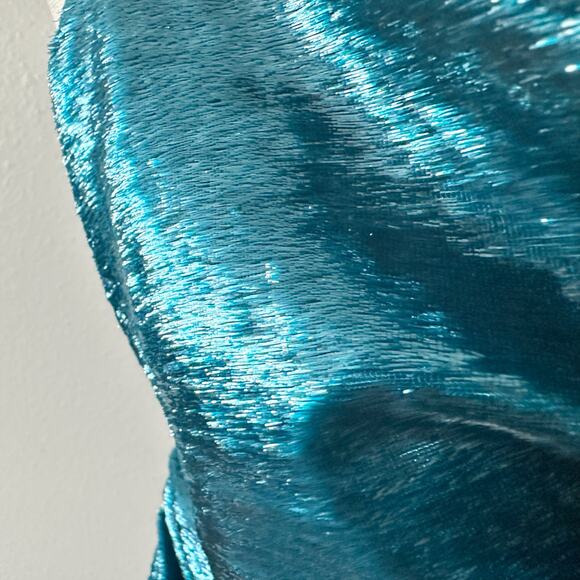 Cinq a Sept Shiny Astrid Mini Dress Women’s Size 6 Teal Topaz NEW - Picture 3 of 11